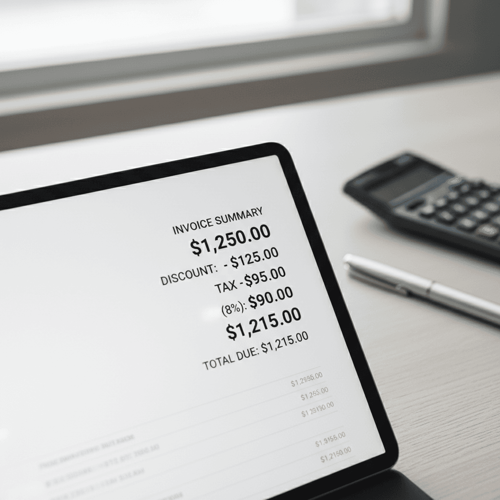 Clear pricing breakdown and invoice details